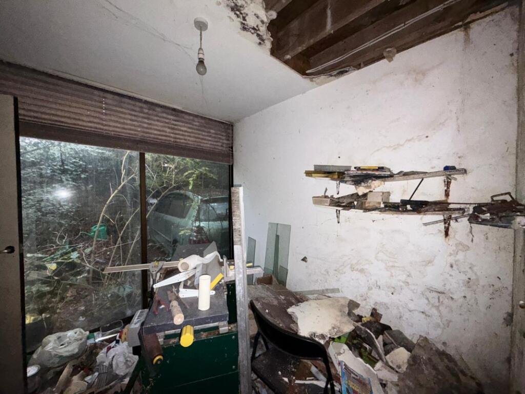 Overgrown Camden Mews home with collapsing interiors and a hidden car is listed for 925k promising redevelopment potential despite its rundown state and stunned locals.