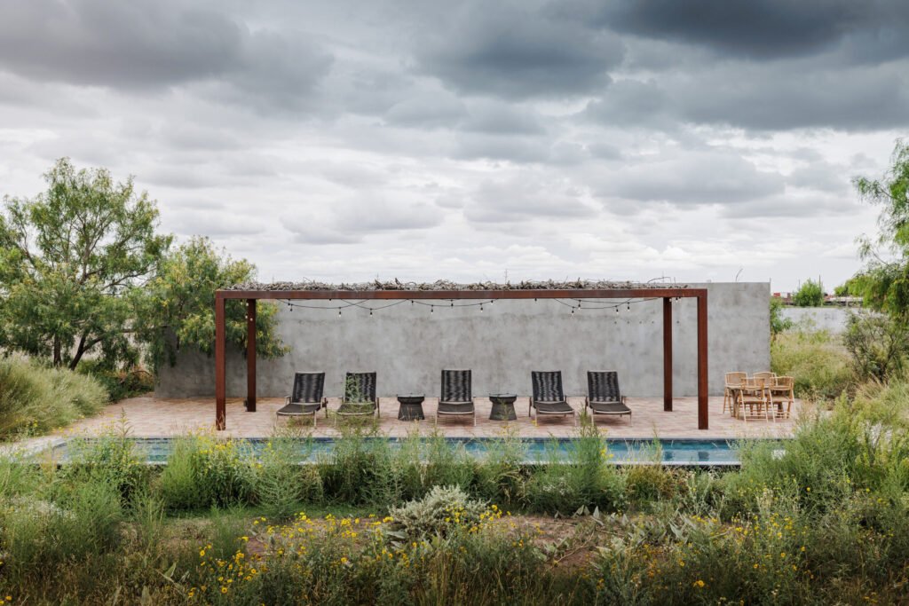 A £2.2m desert ranch near Marfa, Texas, once loved by A-listers, is for sale featuring stunning mountain views, modern design, and complete privacy on 10 acres.