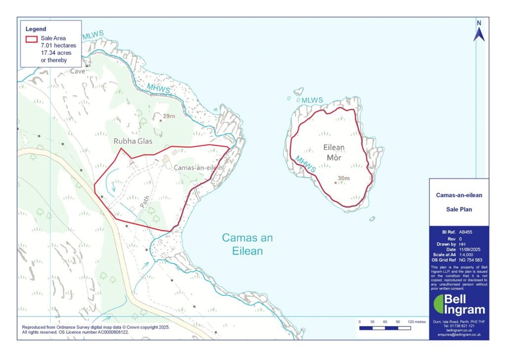 A four-bedroom stone cottage near Loch Torridon is for sale at £550,000, offering nine acres of land, rustic charm, and a private seven-acre island in the Scottish Highlands.