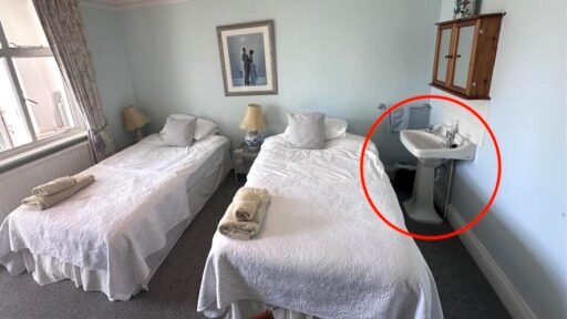 A £1,200-a-month seaside flat with a sink beside the bed has gone viral, leaving renters baffled by the quirky layout, high deposit, and income requirements.