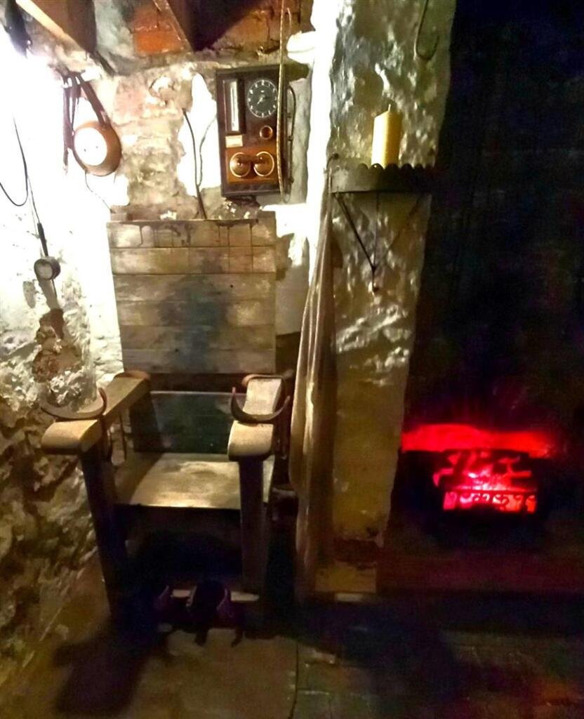 A £240000 period home in Rotherham charms with character and four floors of elegant features but shocks buyers with a mysterious strapped chair hidden in its basement sparking curiosity.