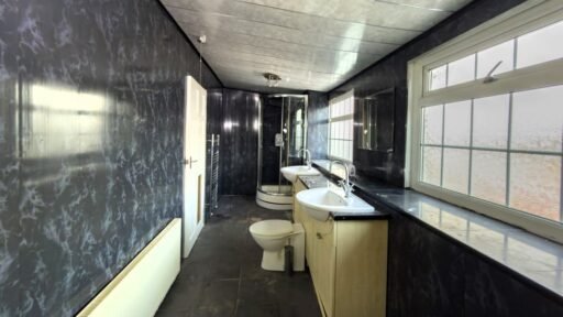 A quirky £80000 Burnopfield home hits auction featuring a bizarre bathroom with a toilet between two basins plus a spa bath fireplace lounge and garden in a village near Newcastle.