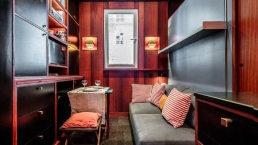 London studio flat smaller than a train carriage hits the market for £294,900, featuring ladder bed, fold-away furniture and full kitchen in Pimlico, central prime London.