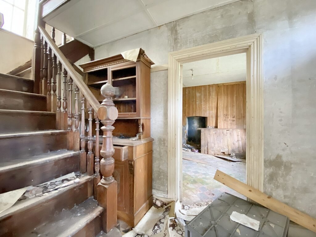 A £250,000 three bedroom home in Pembrokeshire is so derelict buyers are warned to enter at their own risk, offering two acres, huge renovation potential and countryside views.