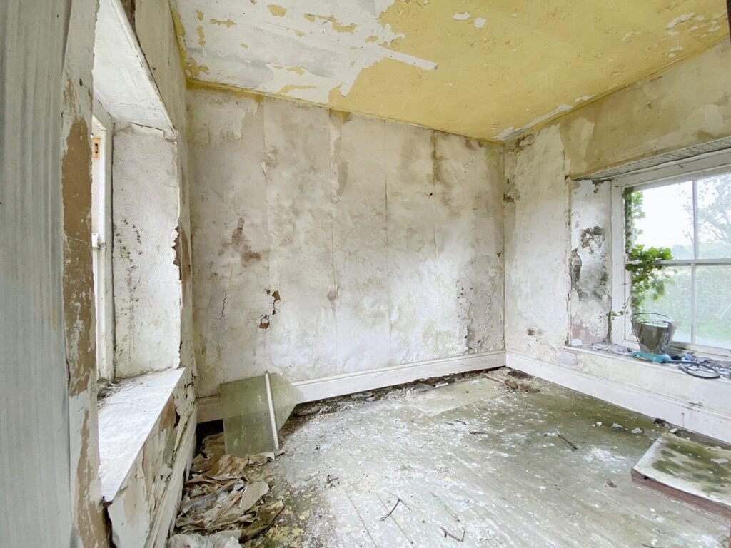 A £250,000 three bedroom home in Pembrokeshire is so derelict buyers are warned to enter at their own risk, offering two acres, huge renovation potential and countryside views.