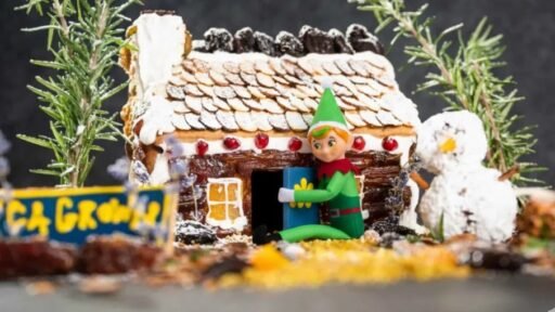 A £5 gingerbread house listing delights buyers with sweet themed rooms and candy features, offering a charity raffle entry for a real treat while raising funds for an animal shelter.