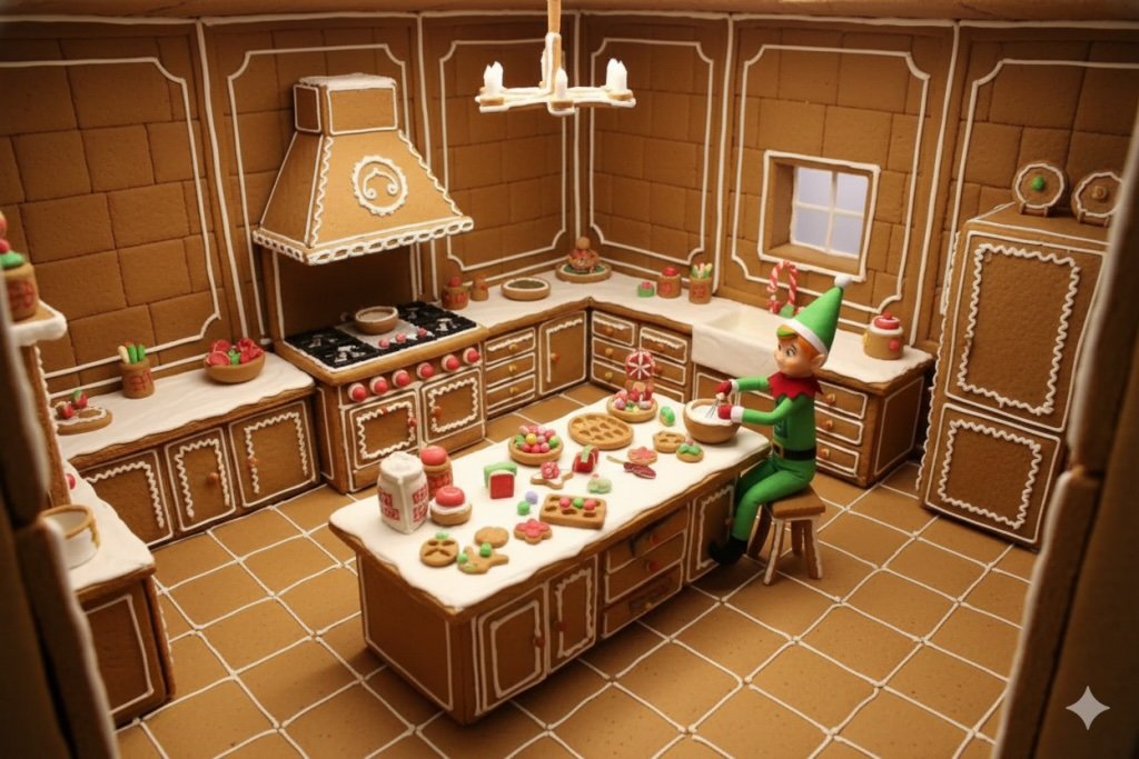 A £5 gingerbread house listing delights buyers with sweet themed rooms and candy features, offering a charity raffle entry for a real treat while raising funds for an animal shelter.