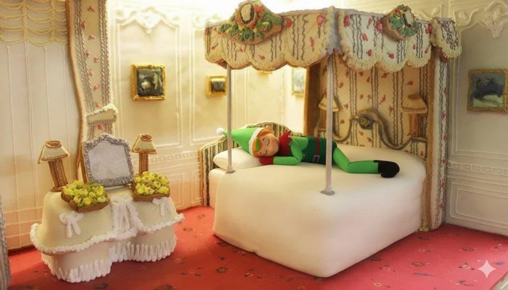 A £5 gingerbread house listing delights buyers with sweet themed rooms and candy features, offering a charity raffle entry for a real treat while raising funds for an animal shelter.