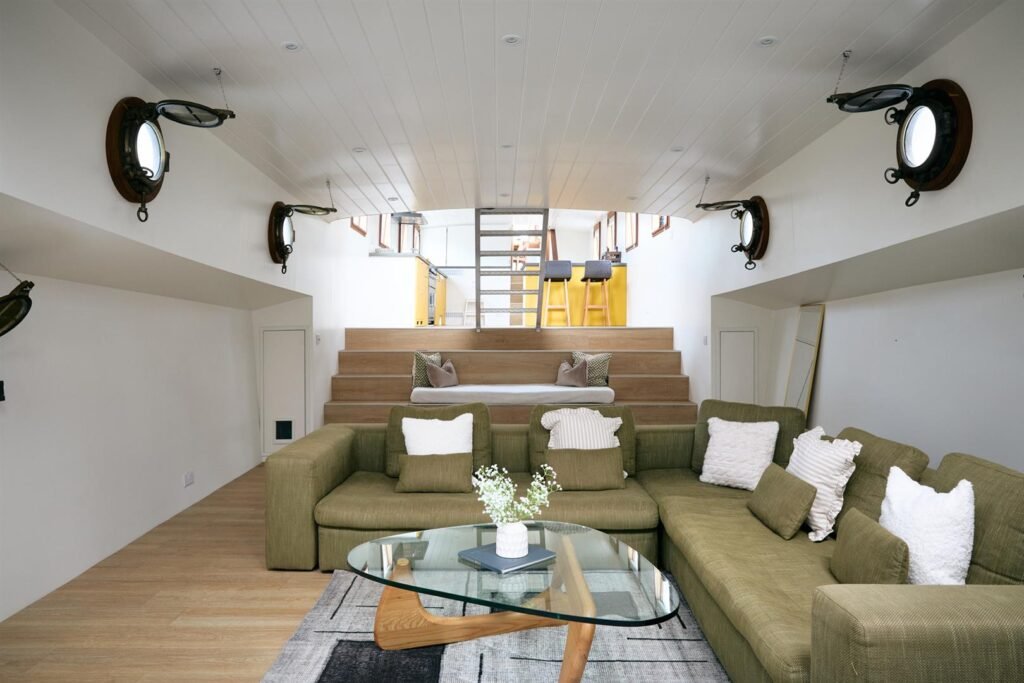 Channel 4 My Floating Home barge from 1865 goes on sale for £1.25m, offering three storeys, luxury interiors and Thames views at Wandsworth Pier. Featured on Channel 4 TV.