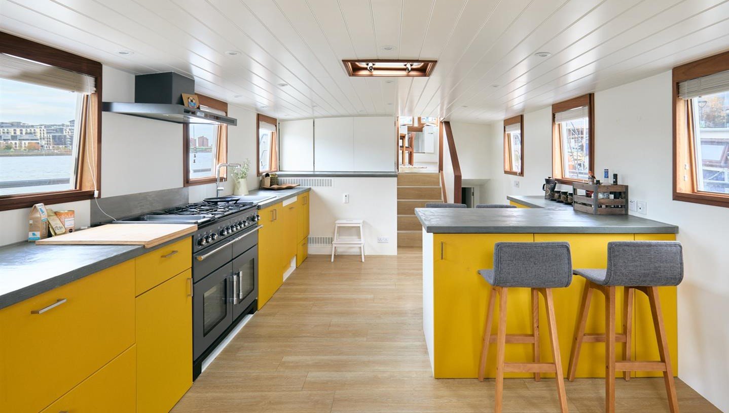 Channel 4 My Floating Home barge from 1865 goes on sale for £1.25m, offering three storeys, luxury interiors and Thames views at Wandsworth Pier. Featured on Channel 4 TV.