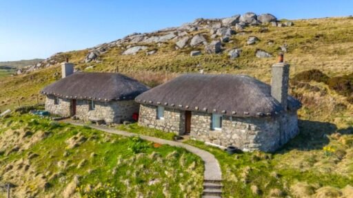 Two charming pre 1900 cottages on a secluded Scottish island have gone on sale for £390,000, offering peaceful countryside views and a rare slice of traditional island life
