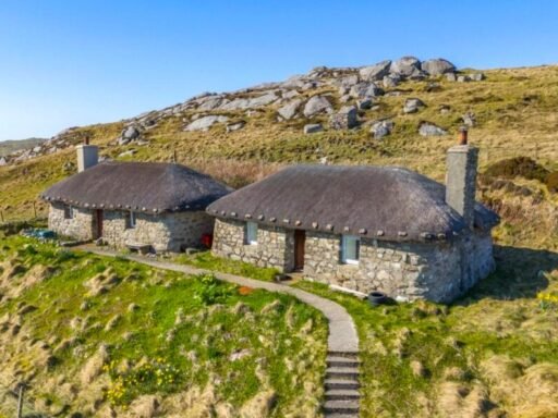 Two charming pre 1900 cottages on a secluded Scottish island have gone on sale for £390,000, offering peaceful countryside views and a rare slice of traditional island life