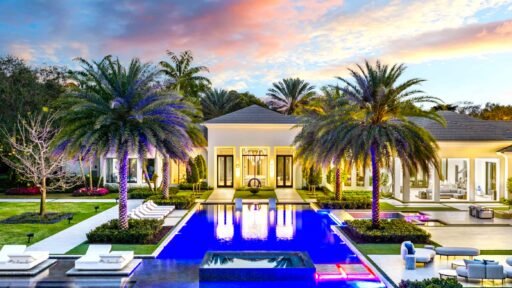 Villa Sereno in Stone Creek Ranch, Delray Beach, lists for £40m, boasting 11,000 sq ft of luxury, a Louis Vuitton themed wardrobe and five acres of grounds.
