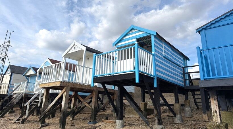 A one room beach hut on stilts in Thorpe Bay offers sweeping Thames Estuary views for £115,000, but buyers face a 10 year lease and £550 ground rent.