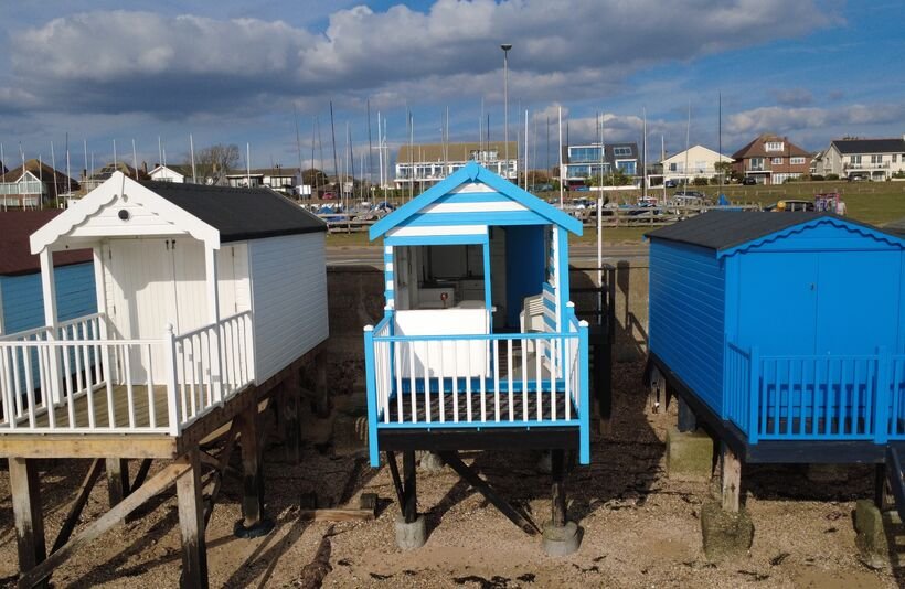 A one room beach hut on stilts in Thorpe Bay offers sweeping Thames Estuary views for £115,000, but buyers face a 10 year lease and £550 ground rent.
