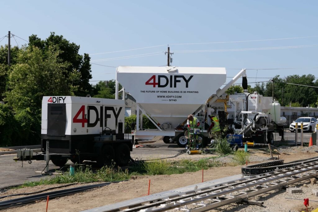 A 3D printer has created the first affordable neighbourhood in California, with bulletproof concrete homes from 4DIFY hitting the market at £280,000.
