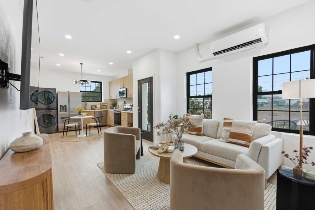 A 3D printer has created the first affordable neighbourhood in California, with bulletproof concrete homes from 4DIFY hitting the market at £280,000.