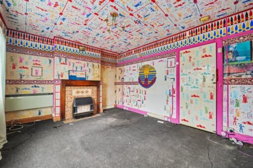 A £125,000 Nuneaton terrace with Egyptian murals, religious icons, and Jedward posters has left buyers baffled, but agents say it offers strong renovation potential.