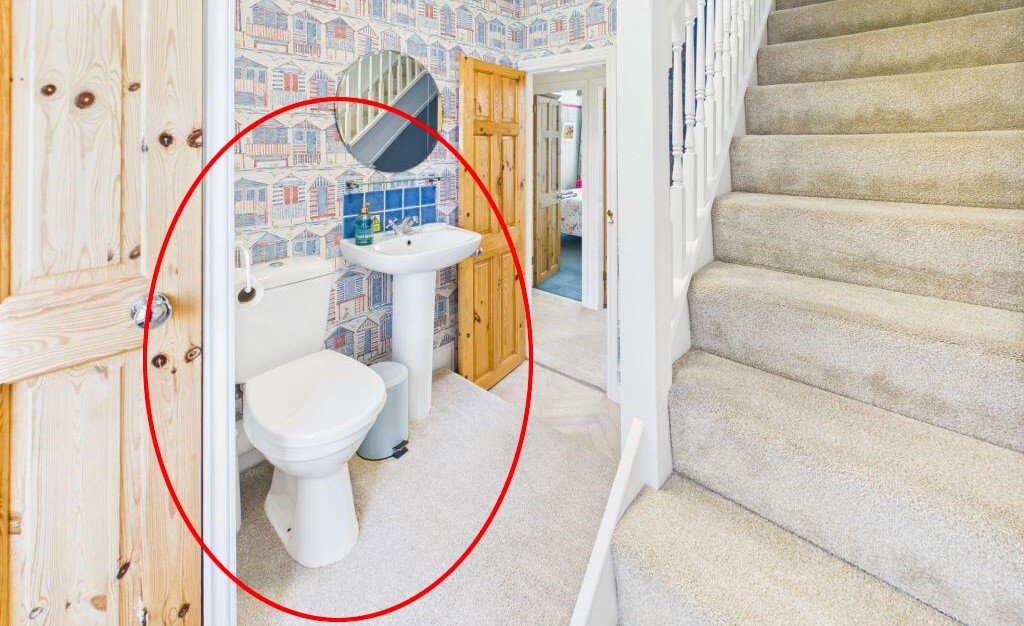A £225,000 North Yorkshire coastal cottage has raised eyebrows with its open-plan bathroom sitting by the staircase, despite an otherwise stylish and freshly refurbished interior.