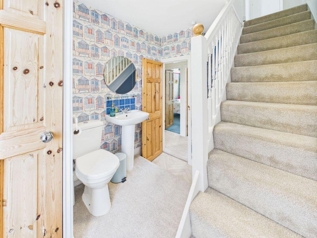A £225,000 North Yorkshire coastal cottage has raised eyebrows with its open-plan bathroom sitting by the staircase, despite an otherwise stylish and freshly refurbished interior.