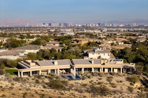 A luxury Las Vegas estate owned by the Morton family hits the market for £14.7m, boasting resort-style living, a waterslide and space for 250 guests in a stunning desert setting.
