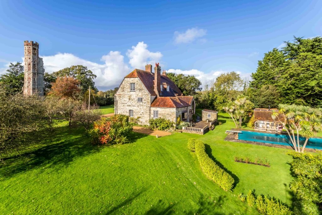 A £2.25 million Hampshire estate comes complete with its own 15th-century castle ruins, including a hexagonal gate tower linked to Henry VIII and the War of the Roses.