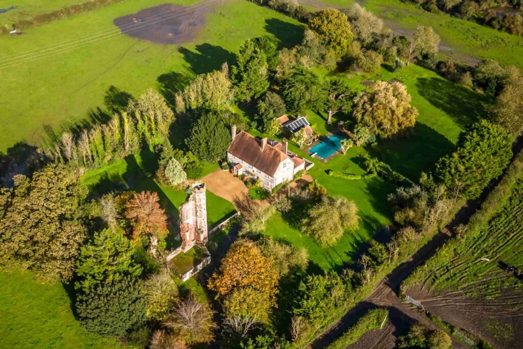 A £2.25 million Hampshire estate comes complete with its own 15th-century castle ruins, including a hexagonal gate tower linked to Henry VIII and the War of the Roses.