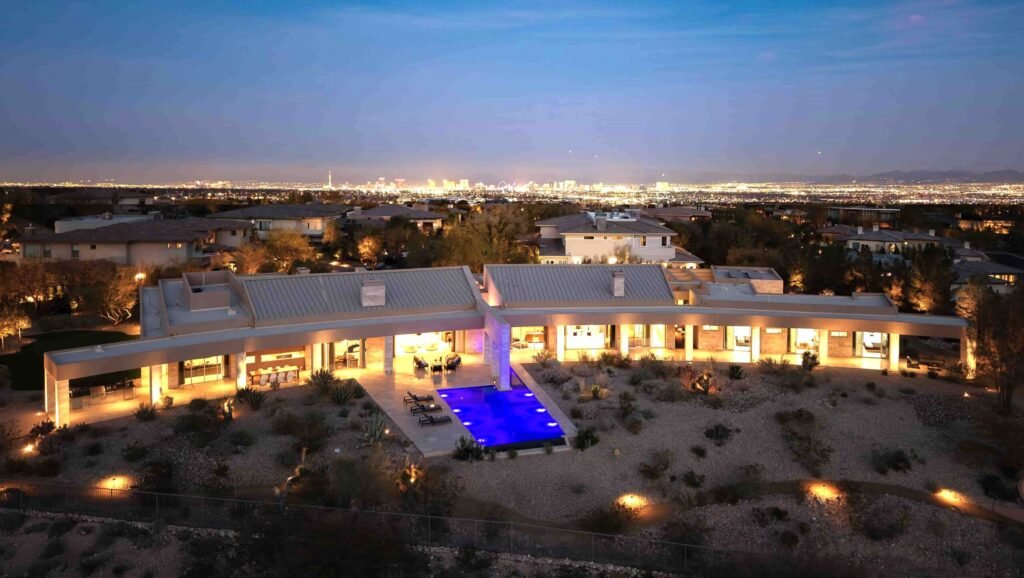 A luxury Las Vegas estate owned by the Morton family hits the market for £14.7m, boasting resort-style living, a waterslide and space for 250 guests in a stunning desert setting.