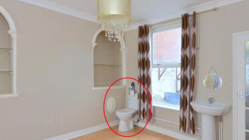 A three-bedroom Shrewsbury home listed for £260,000 has left buyers baffled after photos revealed a toilet and hand basin sitting openly in the corner of the dining room.