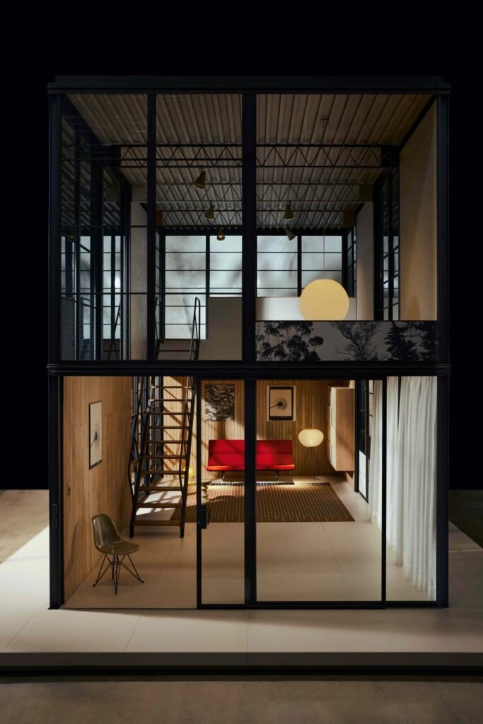 The iconic Eames House is reimagined as a flatpack modular home system, letting buyers build and customise their own stylish version with modern, sustainable design.