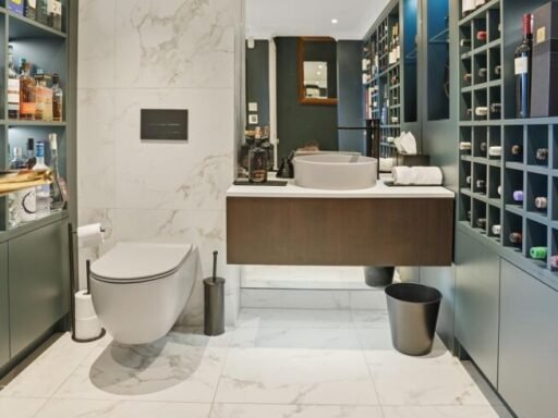 A Victorian flat on the market for £500,000 in Scotland comes with a rather unusual feature - a downstairs loo that appears to double as a fully stocked wine cellar.