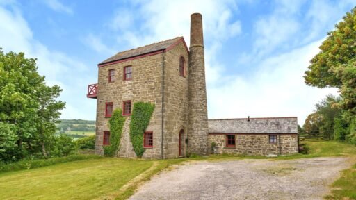 A Grade II-listed Cornish tin mine engine house has gone on sale for £500,000 after being converted into a striking five-floor, three-bedroom home with countryside views.
