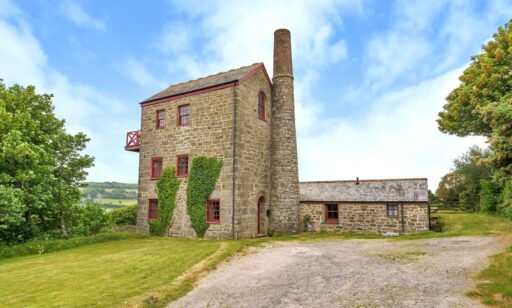 A Grade II-listed Cornish tin mine engine house has gone on sale for £500,000 after being converted into a striking five-floor, three-bedroom home with countryside views.