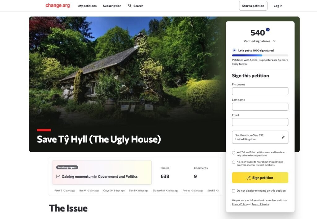 A famous ugly house steeped in Welsh folklore has gone on sale for £199,000 - but locals are furious and have launched a petition to pause the auction.