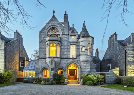 A magnificent eight-bedroom castle boasting a secret door, turret bedroom and 20 stunning stained-glass windows has gone on the market for £1.5million.