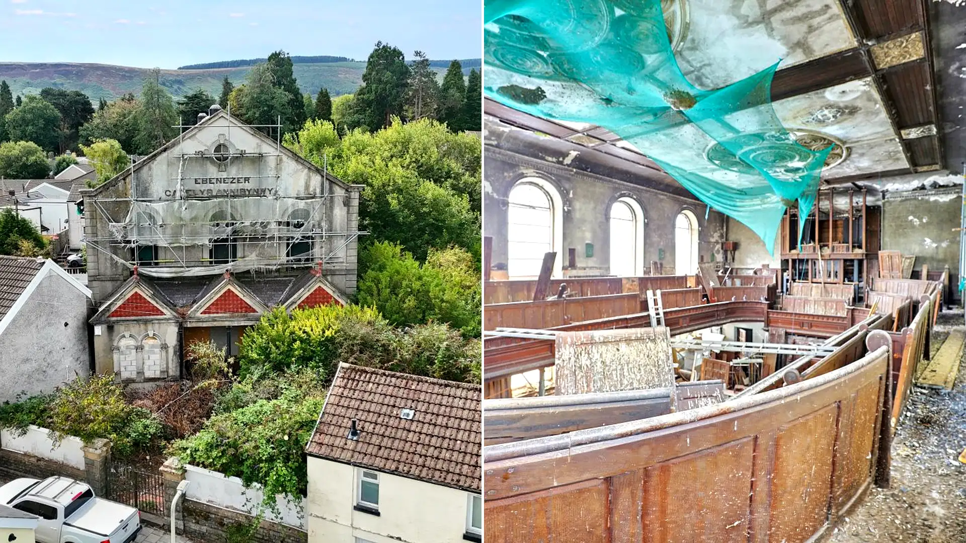 Grade-II listed former chapel on sale for £1 - large enough to convert into five flats. Historic 19th-century property in Aberdare available at auction.