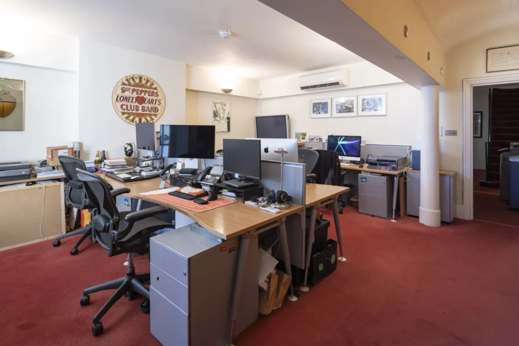 Beatles fans can own a piece of the Fab Four’s business empire if they have £9.5million to spare. The long-standing global headquarters of Apple Corps, the multimedia.